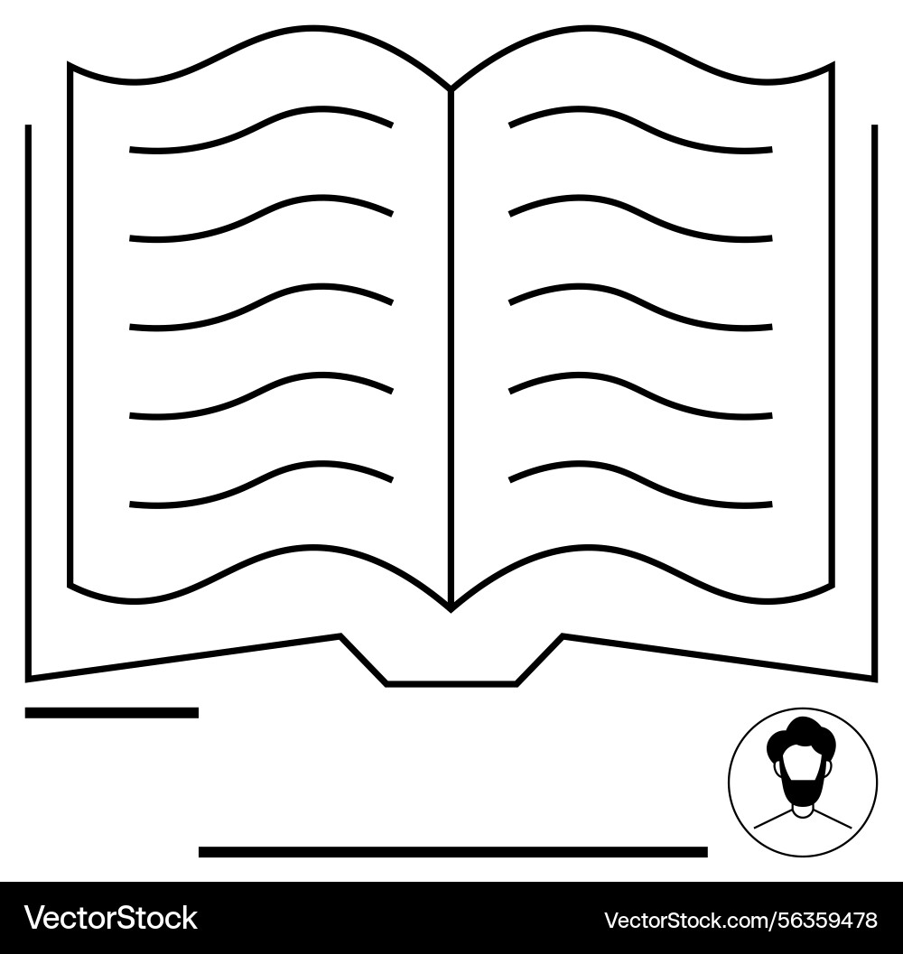 Open book with text lines and user icon Open book with text lines and user icon vector image