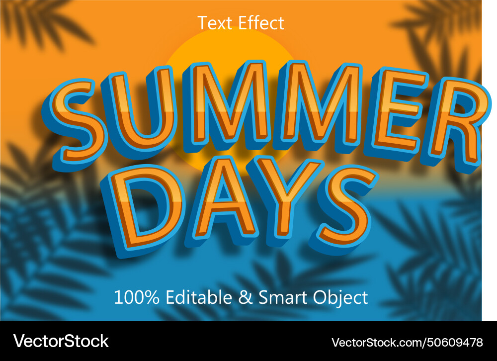 Summer editable text effect 3 dimension emboss Summer editable text effect 3 dimension emboss vector image