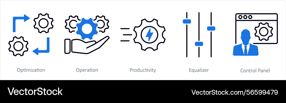 A set of 5 settings icons as optimization vector image