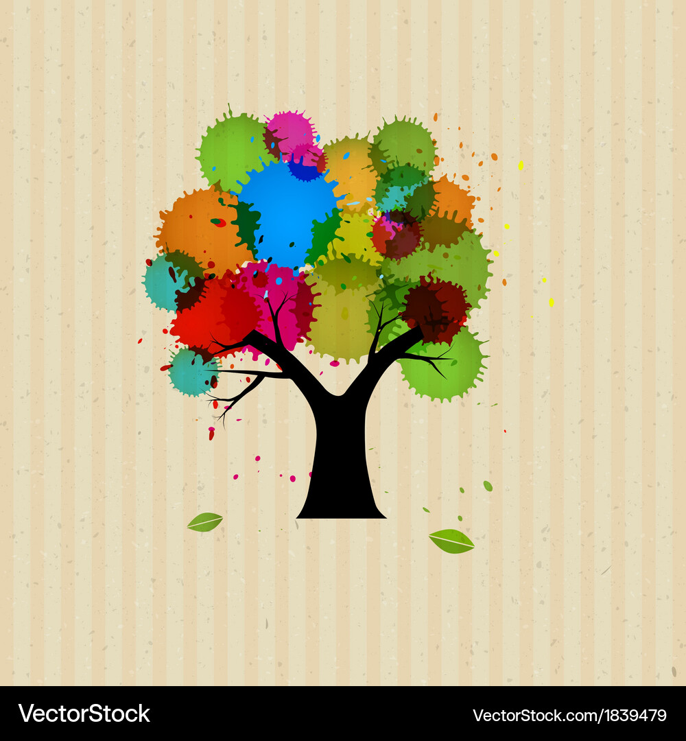 Abstract tree with colorful blob Vector Image