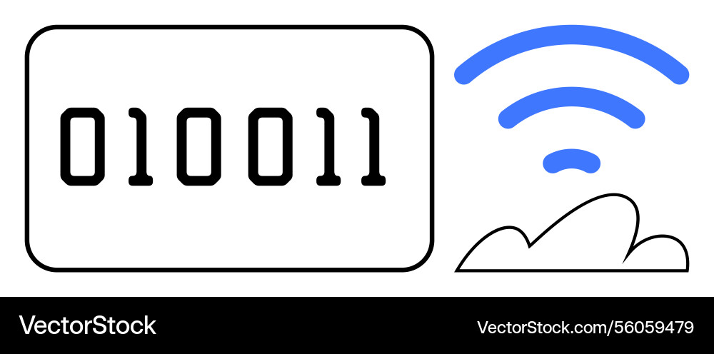 Binary code with wireless cloud connection Binary code with wireless cloud connection Vector Image