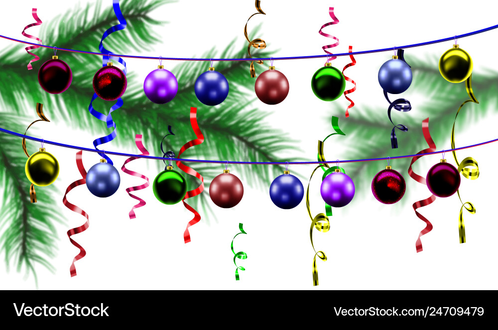 Christmas toys on a background of blurred Christmas toys on a background of blurred vector image
