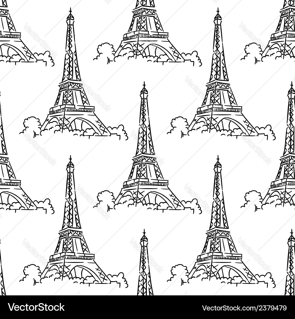 Eiffel Tower Seamless Pattern vector image