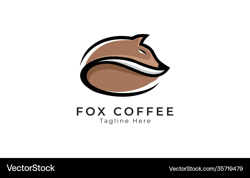 Fox coffee logo template design shop vector image