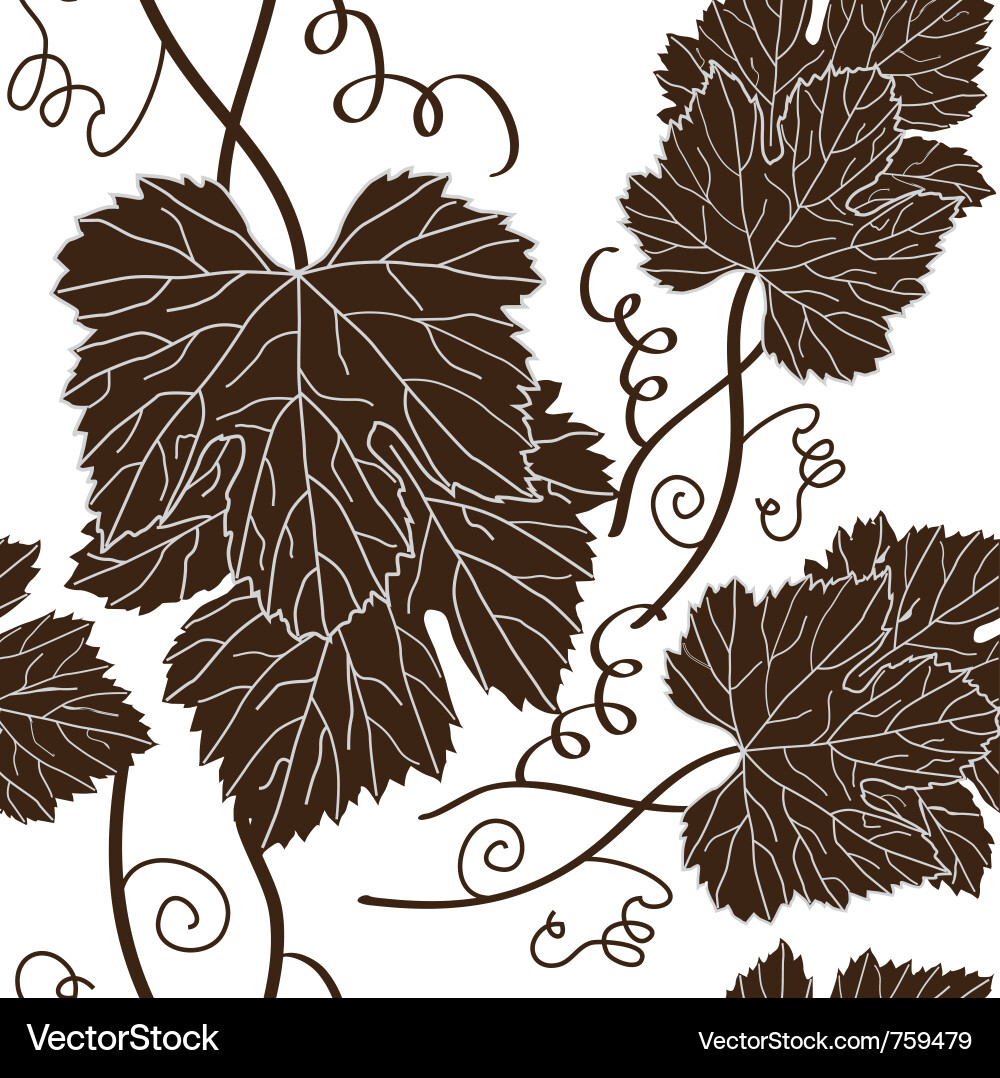 Grape Leaf Seamless Pattern vector image