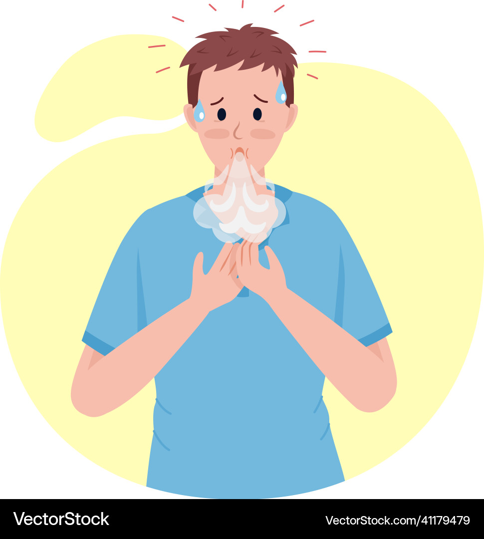 Man with hypoxia semi flat color character Man with hypoxia semi flat color character vector image