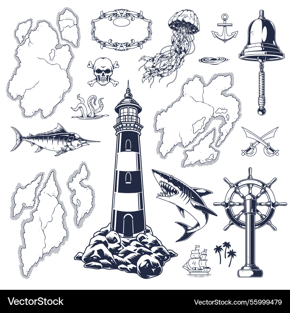 Nautical and marine-themed designs Vector Image
