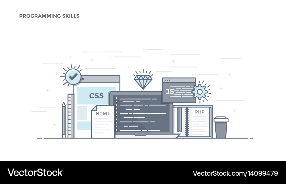 Programming Skills - Line Art vector image