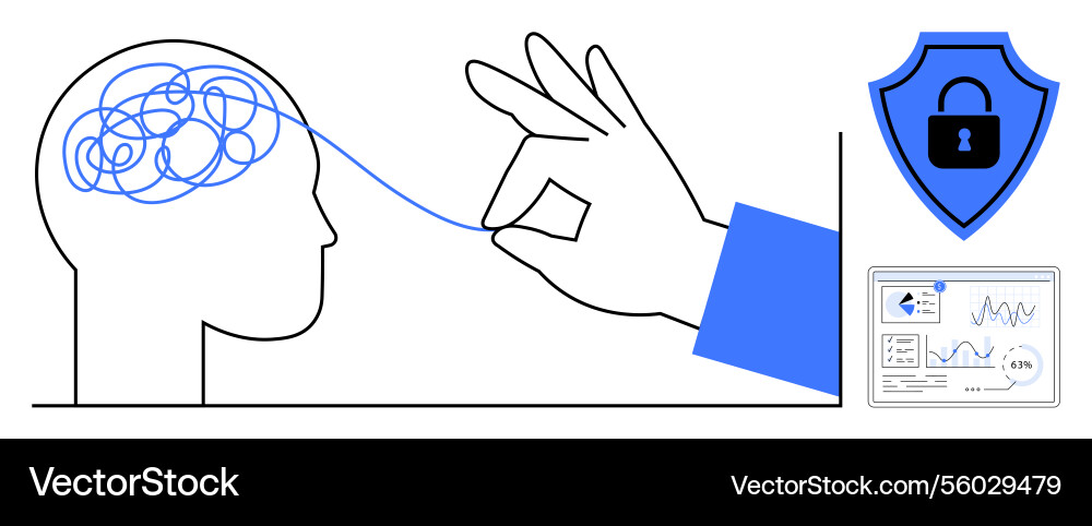 Untangling thoughts with data security Untangling thoughts with data security vector image