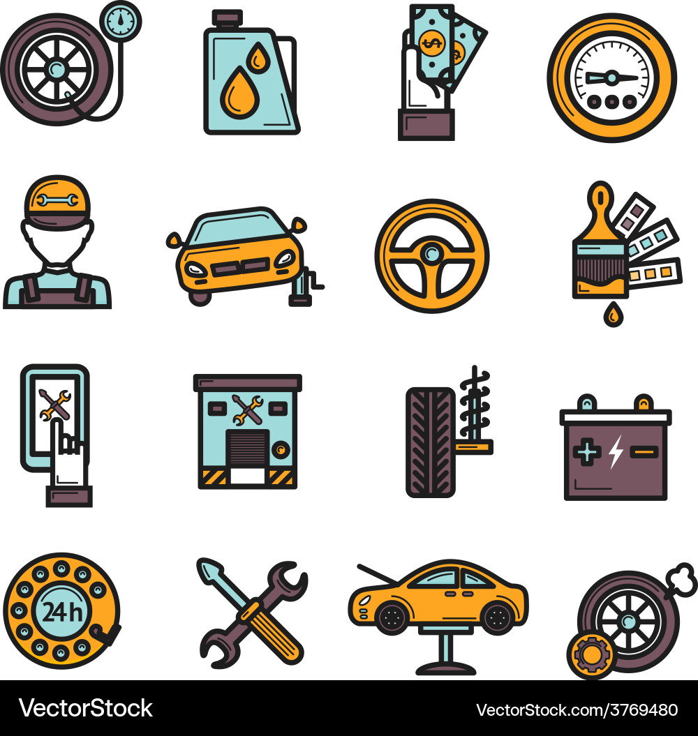 Auto service icon set Vector Image