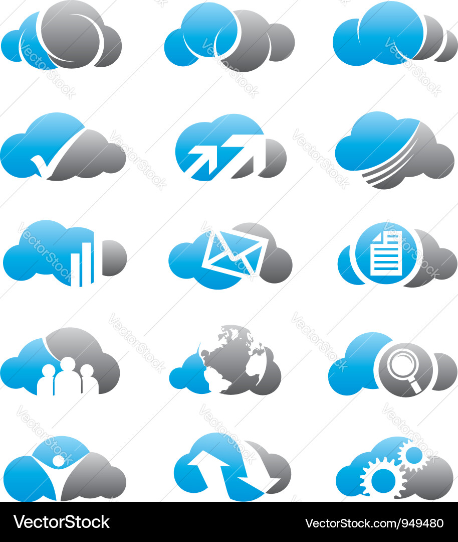 Cloud Computing Icons Set vector image