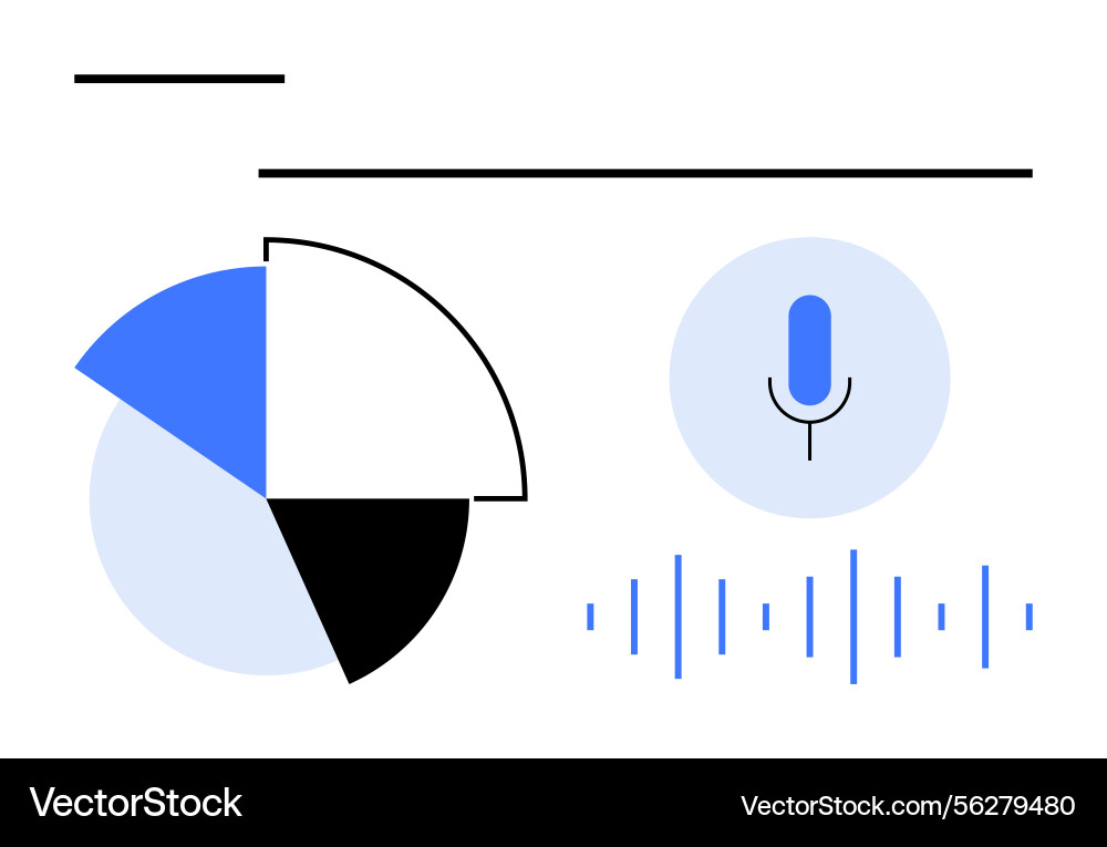 Data visualization with pie chart and voice Data visualization with pie chart and voice vector image
