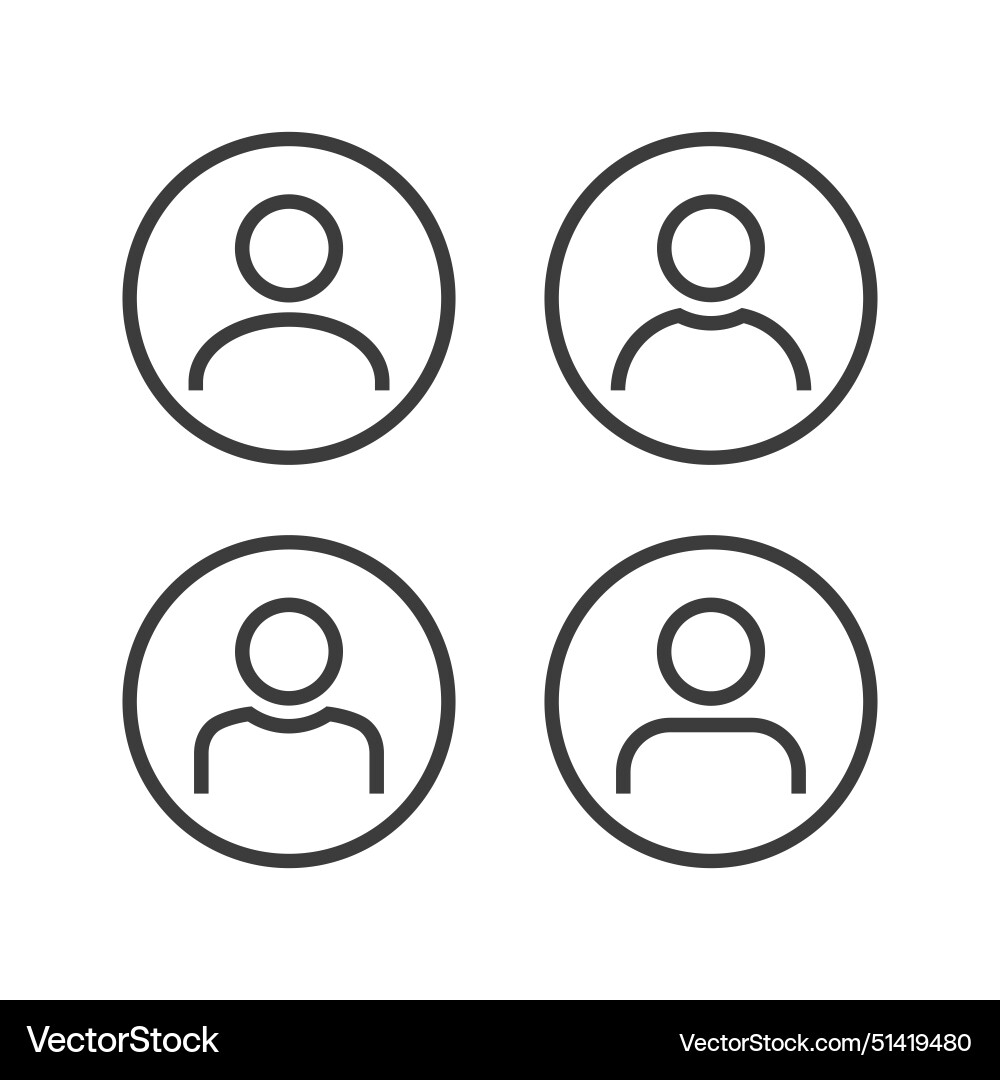 Default avatar profile icon or user line set Default avatar profile icon or user line set vector image