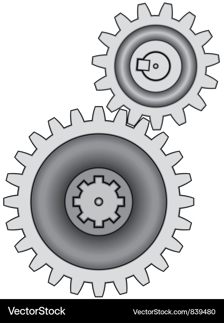 Interlocking Gears - Mechanical Components Vector Image