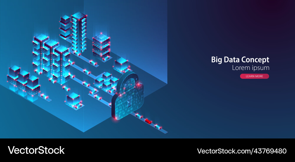 Isometric big data concept database abstract Isometric big data concept database abstract vector image