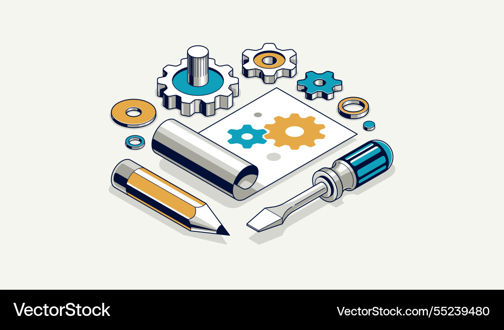 Mechanical engineering project in embodiment Mechanical engineering project in embodiment vector image