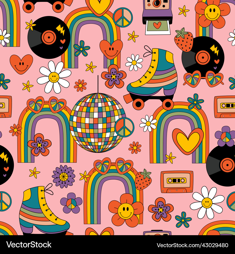 Retro Groovy Pattern - 70s Vibes vector image