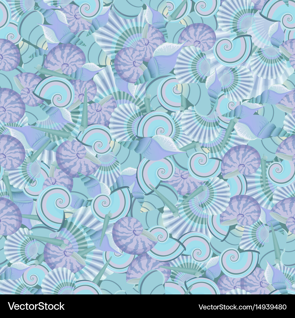 Seamless sea shells pattern perfect Royalty Free Vector