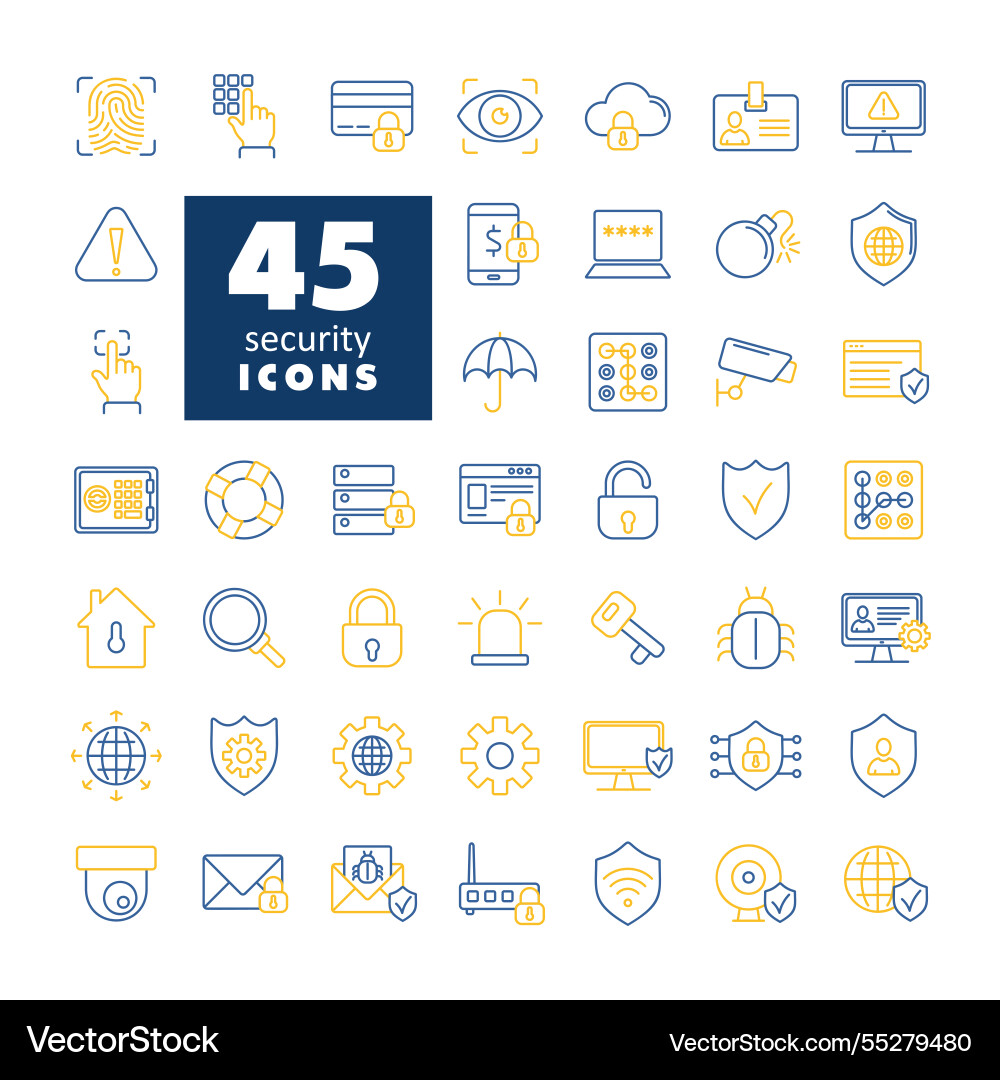 Security icon set on white background Vector Image