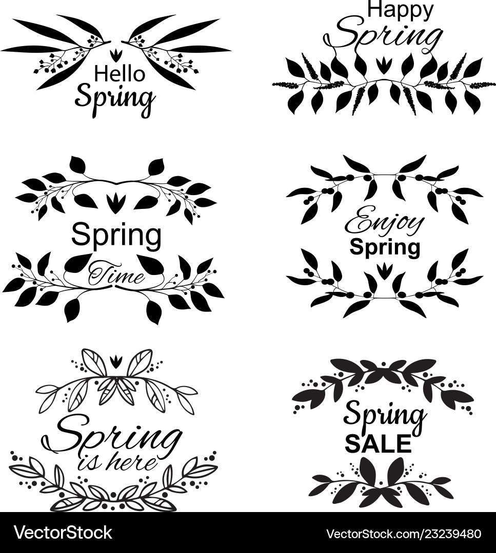 Spring lettering set with decorative elements Spring lettering set with decorative elements vector image