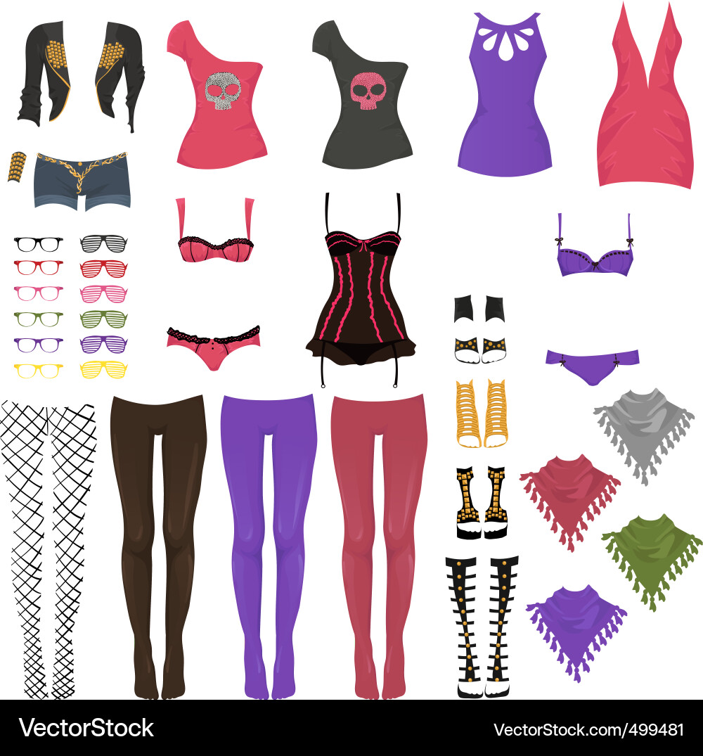 Female glam rock clothes vector image