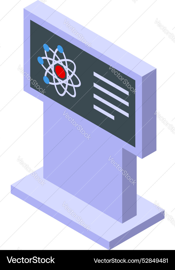 Interactive museum display showing atom structure Interactive museum display showing atom structure vector image