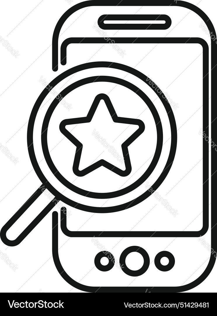 Mobile app review icon with magnifying glass Vector Image