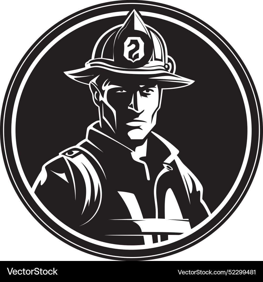 Monochrome firefighter in action art Monochrome firefighter in action art vector image
