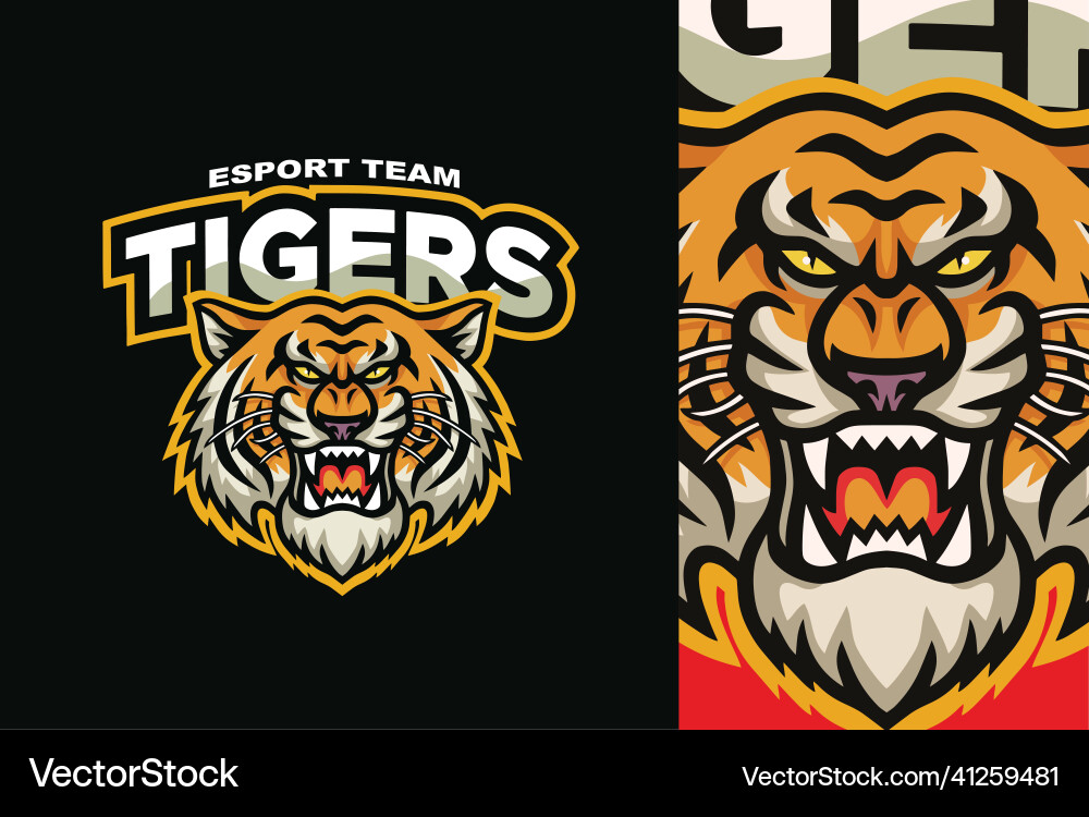 Roaring Tiger Mascot Logo Vector Image