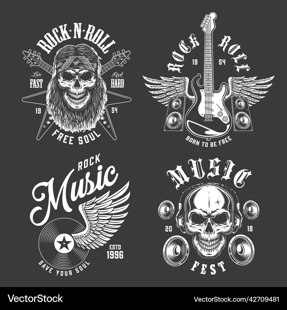 Rocking R Emblem Rock and roll emblems Royalty Free Vector Image