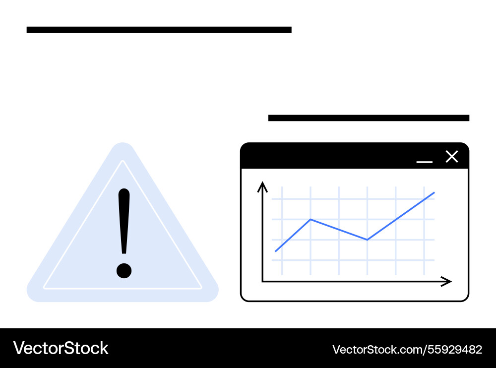 Alert warning triangle with exclamation and graph Alert warning triangle with exclamation and graph vector image