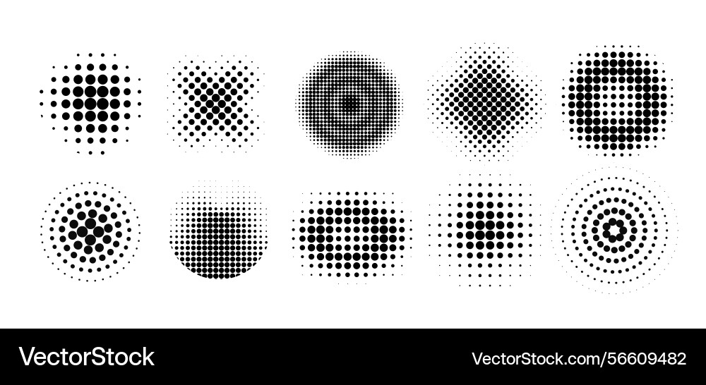 Dot round pattern set black gradient circle Dot round pattern set black gradient circle vector image