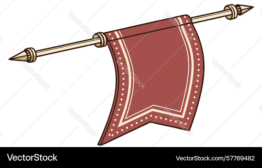 Red banner with decorative pole and intricate Vector Image