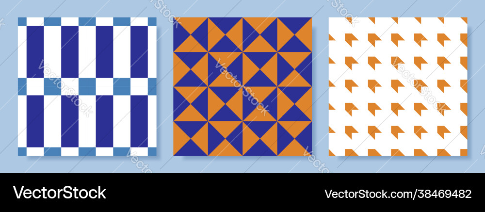 Set abstract geometric seamless patterns retro Set abstract geometric seamless patterns retro vector image