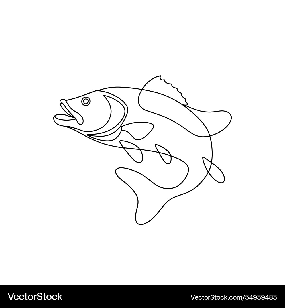 Bass continuous line art flat on white background Vector Image
