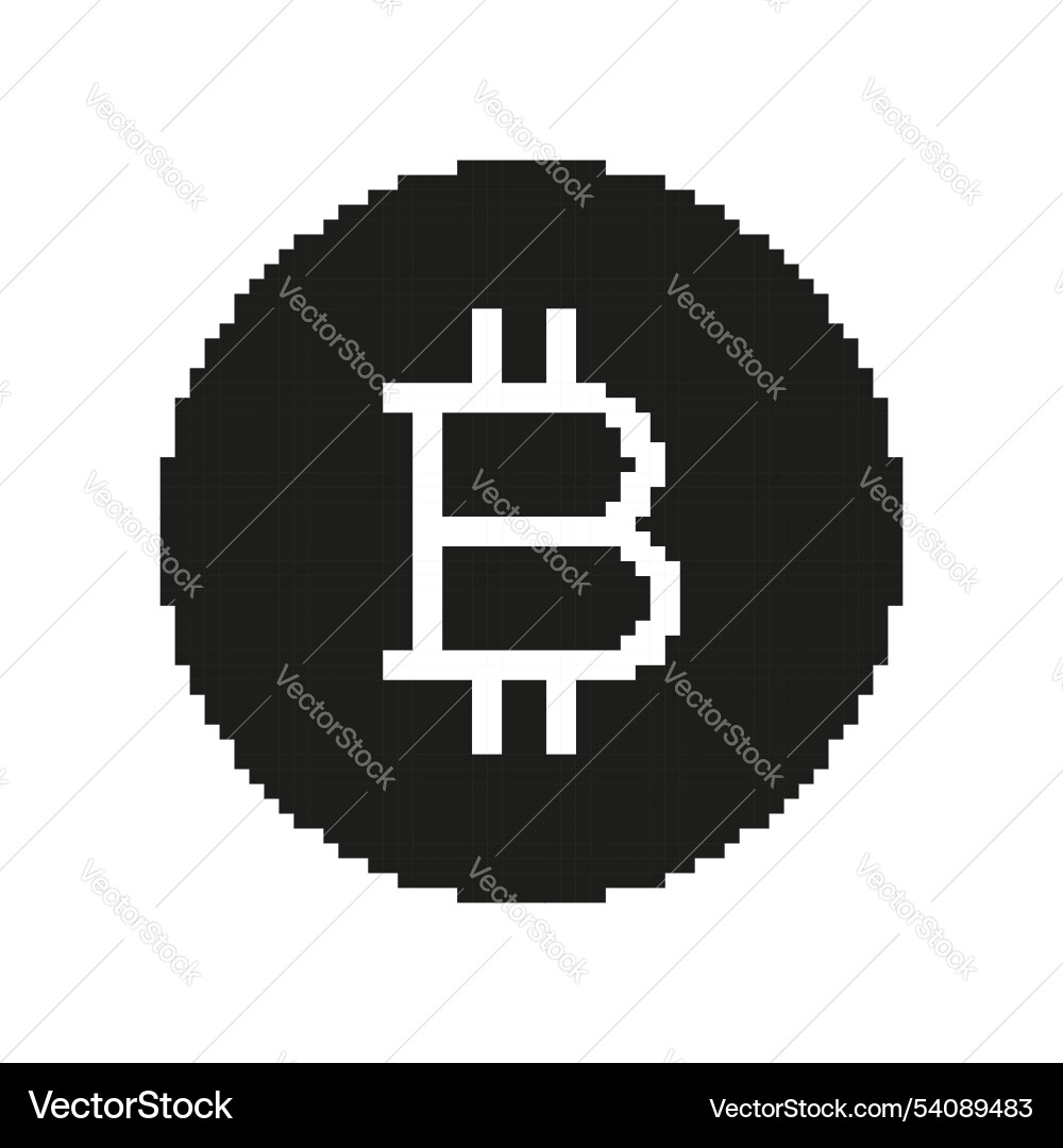 Bitcoin silhouette icon in pixel style 8 bit Bitcoin silhouette icon in pixel style 8 bit Vector Image