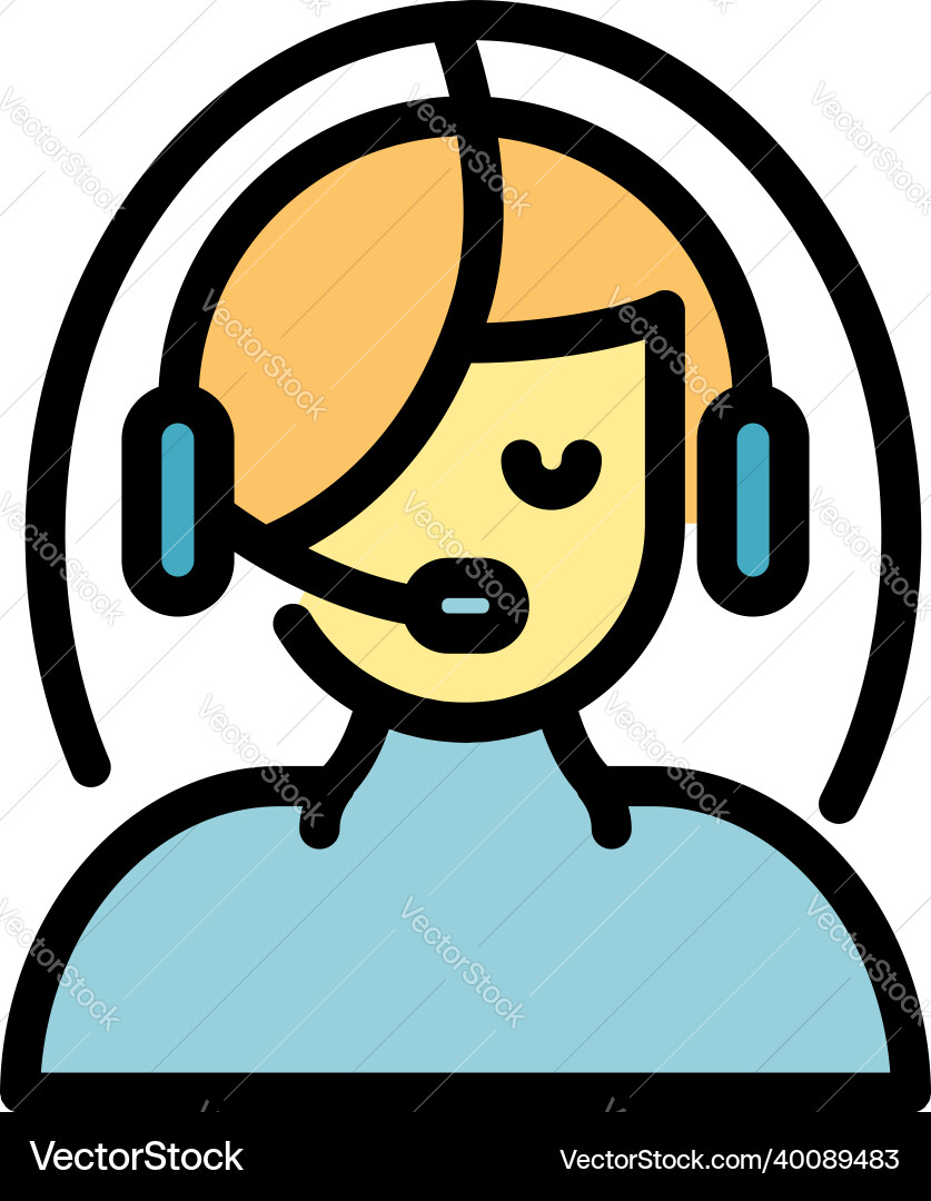Call operator icon color outline Call operator icon color outline vector image