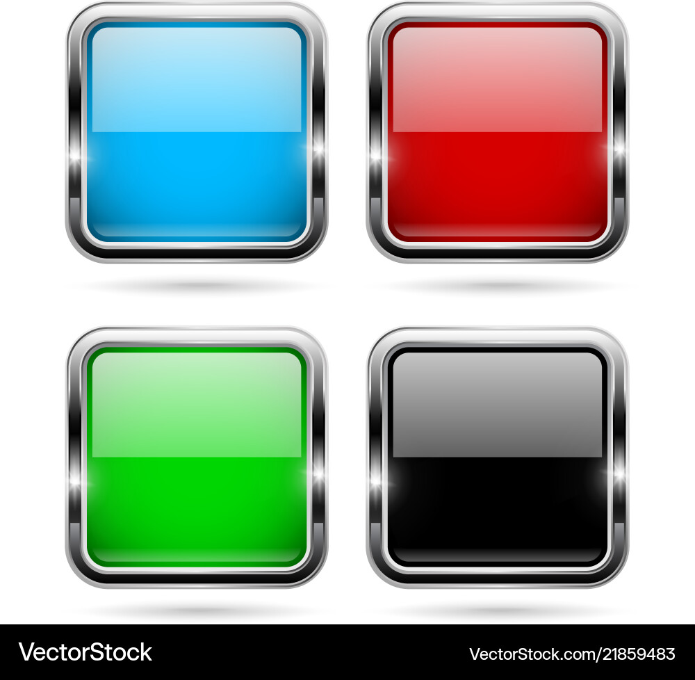 Chrome Framed Glass Buttons vector image