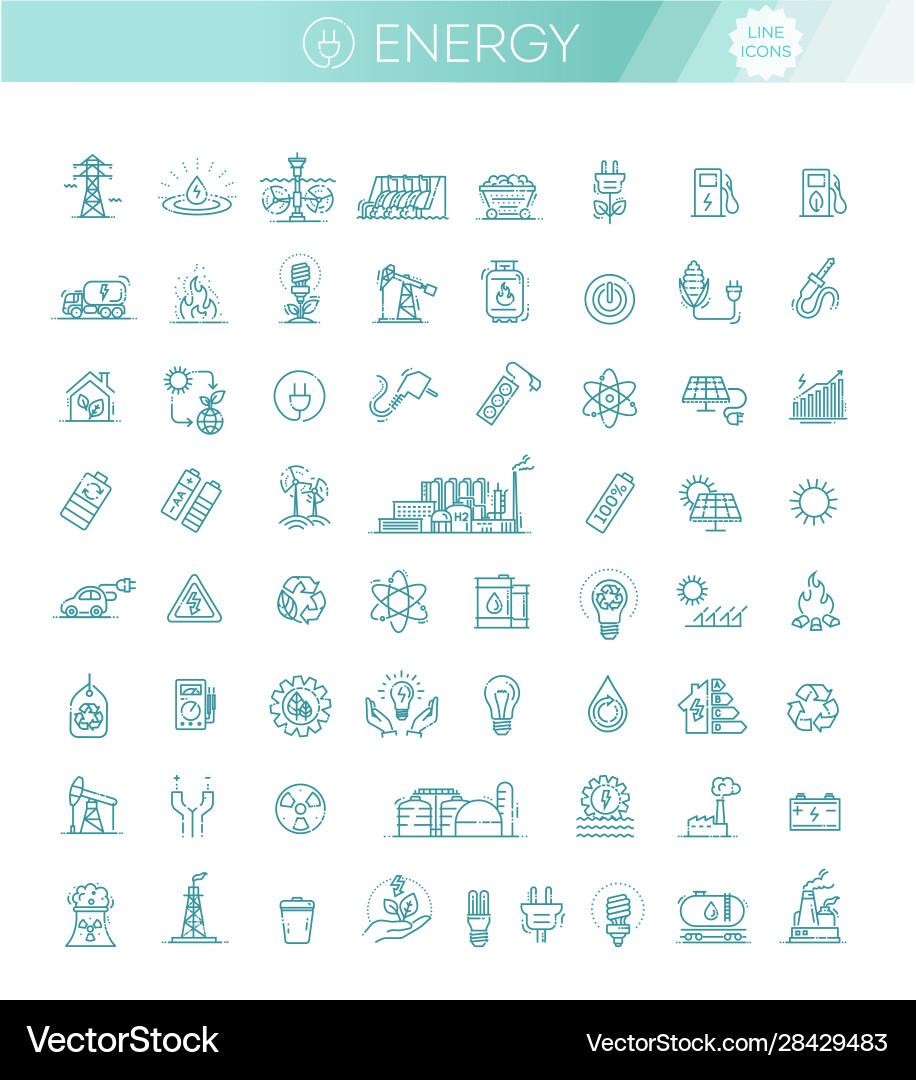 Collection icons electric power Royalty Free Vector Image