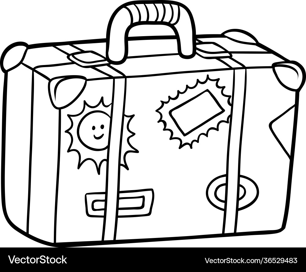Coloring book suitcase with stickers Royalty Free Vector