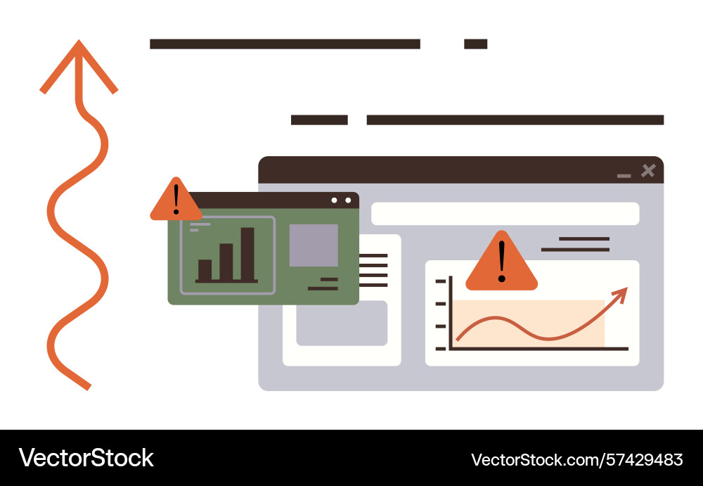Data analytics with error alerts highlighting risk Data analytics with error alerts highlighting risk vector image