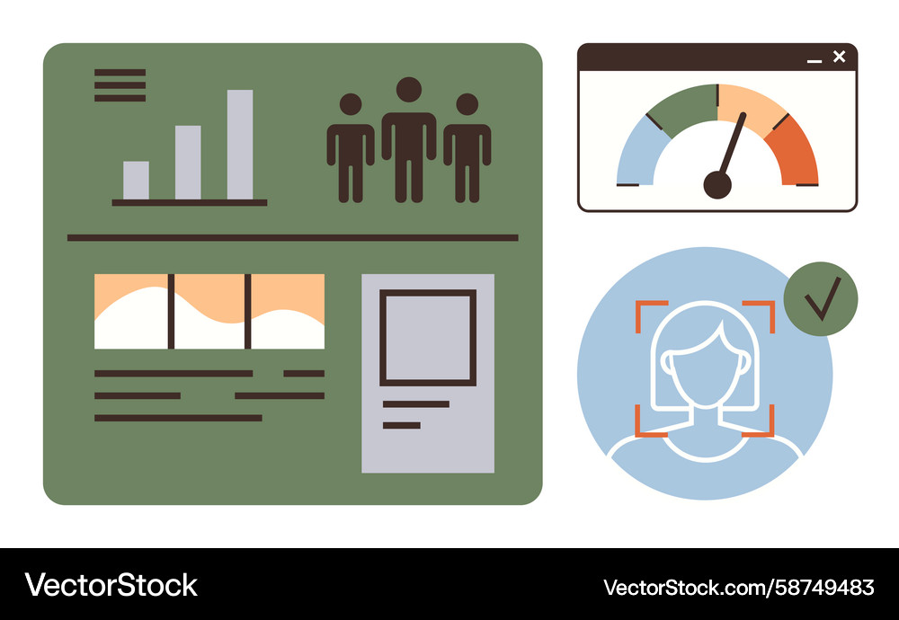 Data Security & Biometric Authentication Dashboard Vector Image