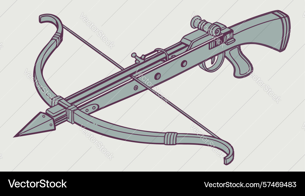 Detailed crossbow with scope in flat style design Vector Image