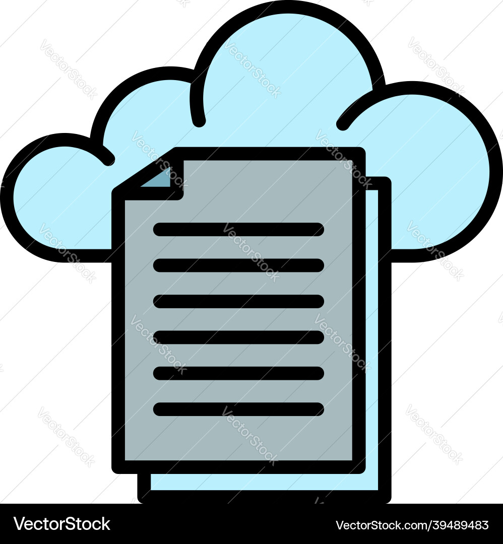 Files and cloud storage icon color outline Files and cloud storage icon color outline vector image