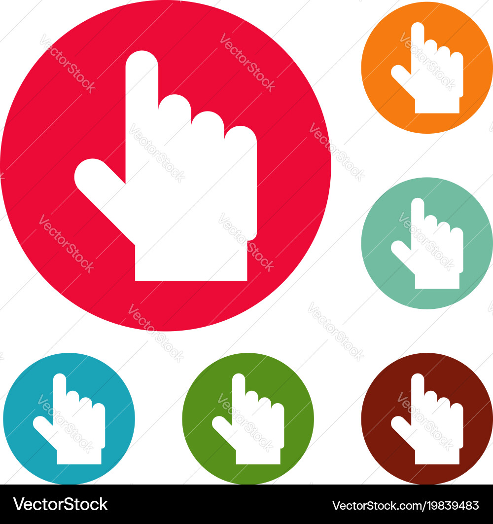 Hand cursor website icons circle set vector image