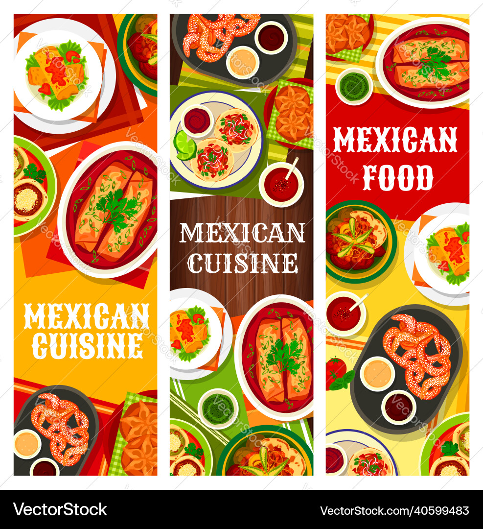 Mexikanische Küche Lebensmittel-Banner mexico Gerichte Menü Mexikanische Küche Lebensmittel-Banner mexico Gerichte Menü vektorbild