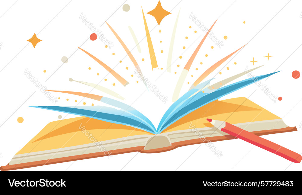 Open book exploding with knowledge and vector image