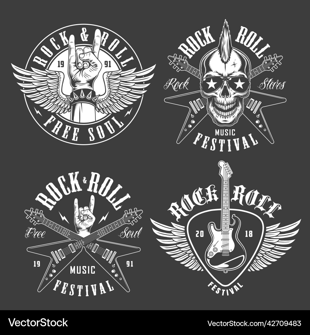 Rock & Roll Emblems Vector Image