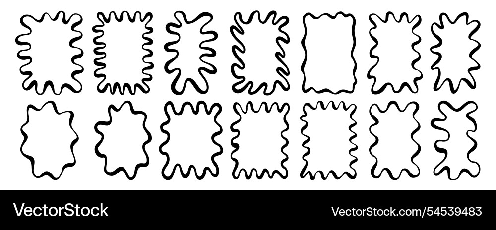 Squiggle frame set smooth wavy border template vector image