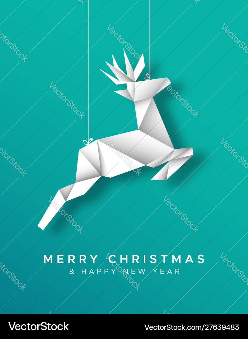 Year reindeer paper origami card Year reindeer paper origami card vector image
